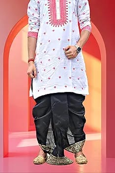 GOURI COLLECTIONS Ready To Wear Pant System PRINTED MAYUR PUCHHA Embellished Men Dhoti